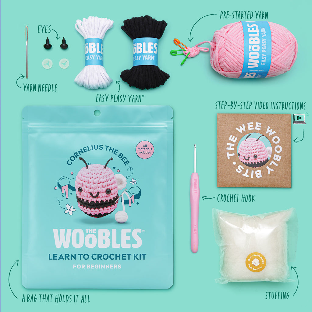 The Woobles | Cornelius the PINK Bee – Lift Bridge Yarns
