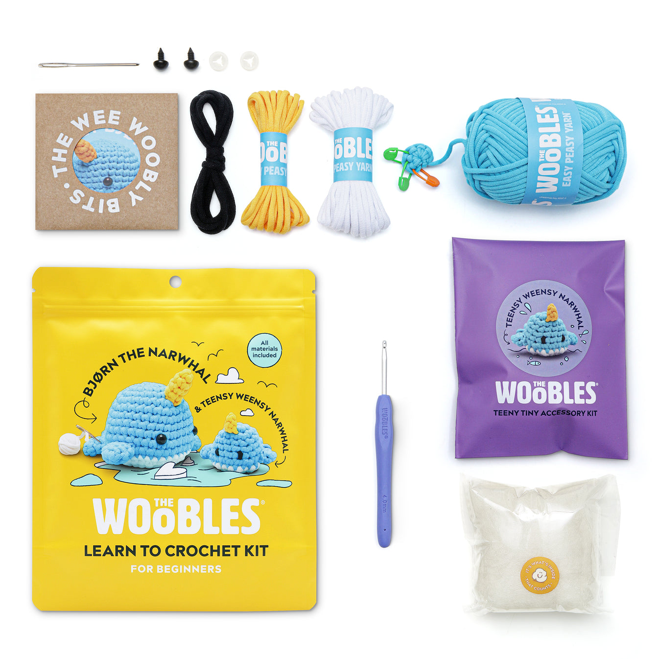 B-BLUE 恋ヌールW セット The Woobles | Mommy & Me Bjørn the Narwhal Crochet Kit – Lift