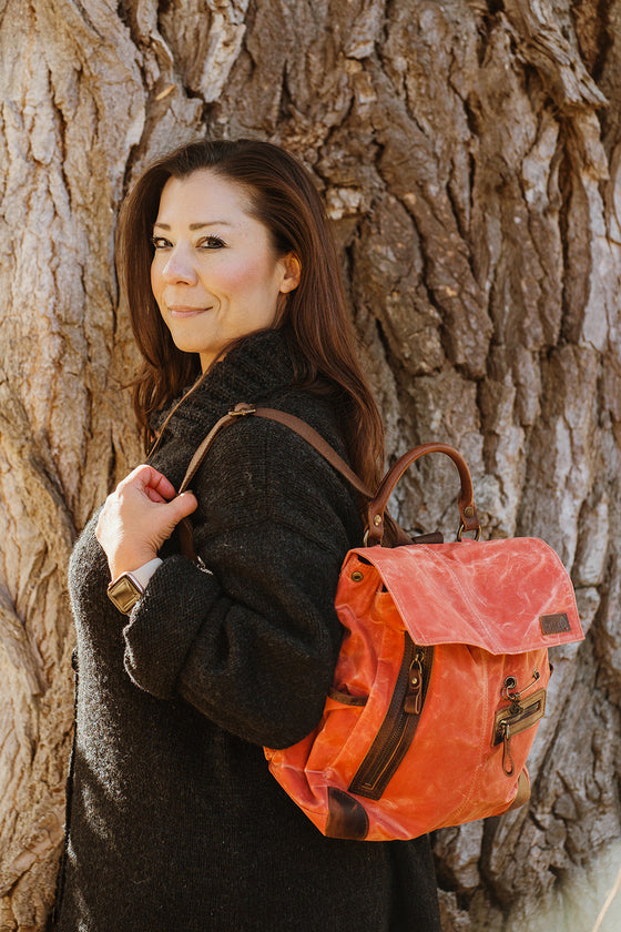  Maker's Canvas Midi Backpack | Olive by della Q sold by Lift Bridge Yarns