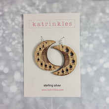   Wooden Moon Needle Gauge Earrings by Katrinkles sold by Lift Bridge Yarns