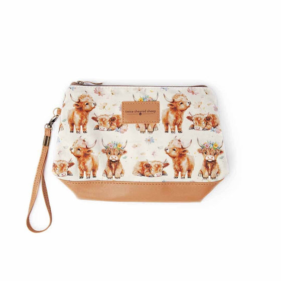 Mini Trini Bag | Small Zippered Sock Project Bag | Maisy the Highland Cow