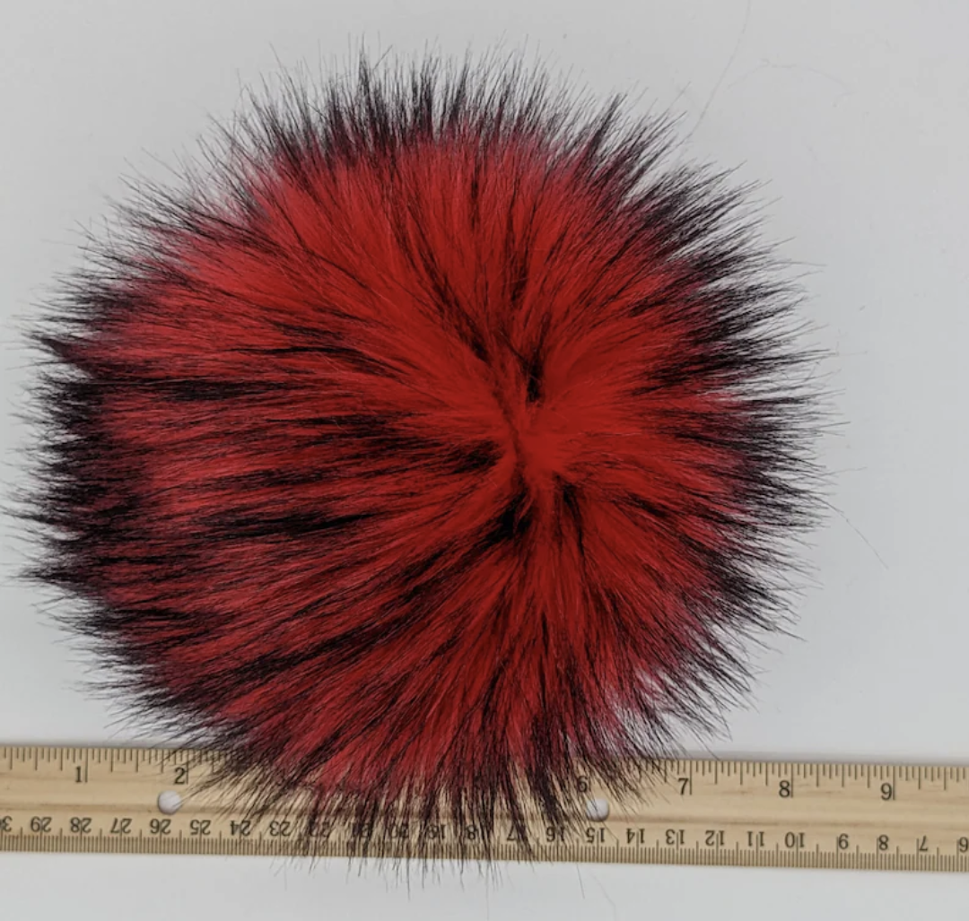 Handmade Faux Fur Pom Pom | Volcano Red | Pom Pom