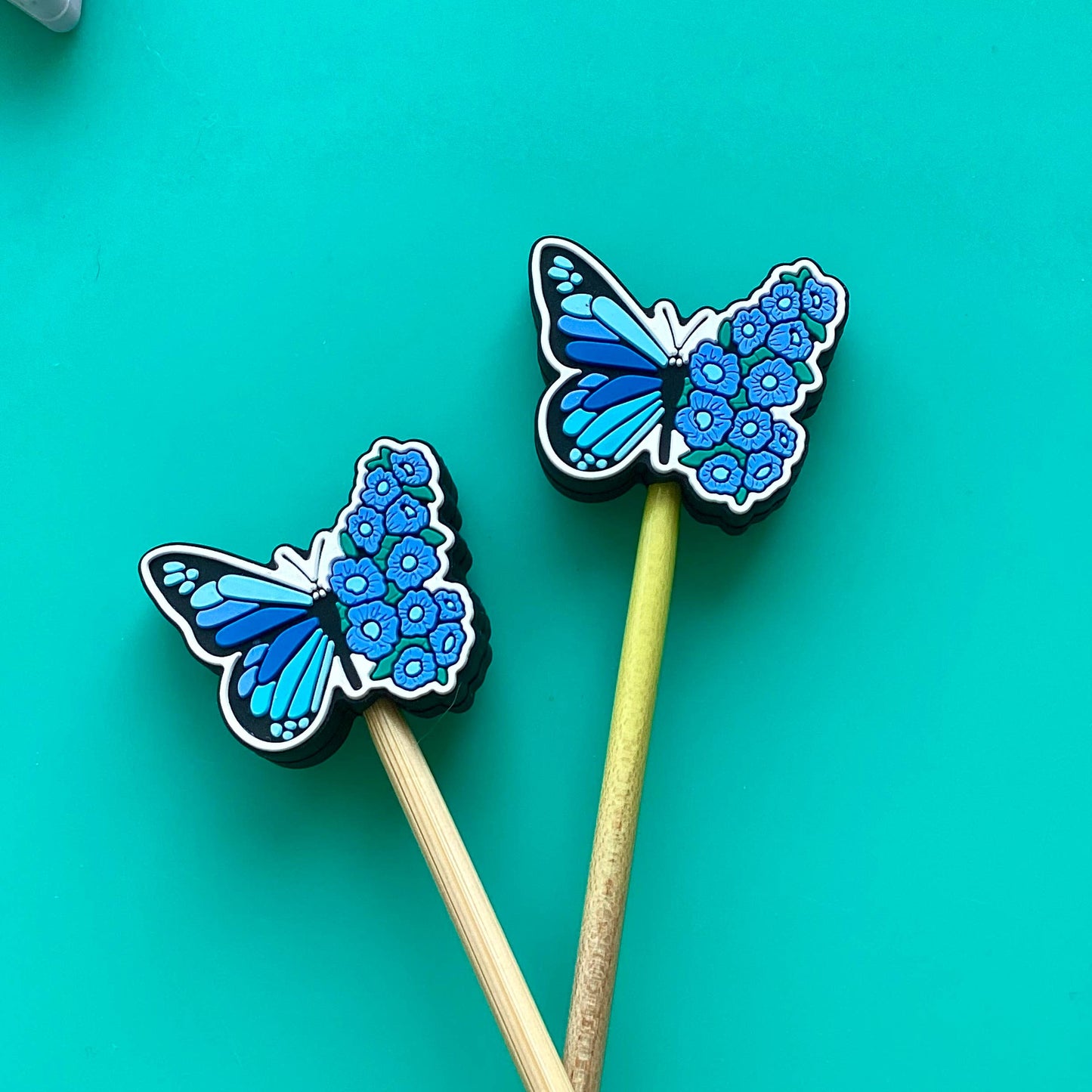 Blue Butterfly Mariposa Flower Nature Gifts for Knitters | Needle Stoppers