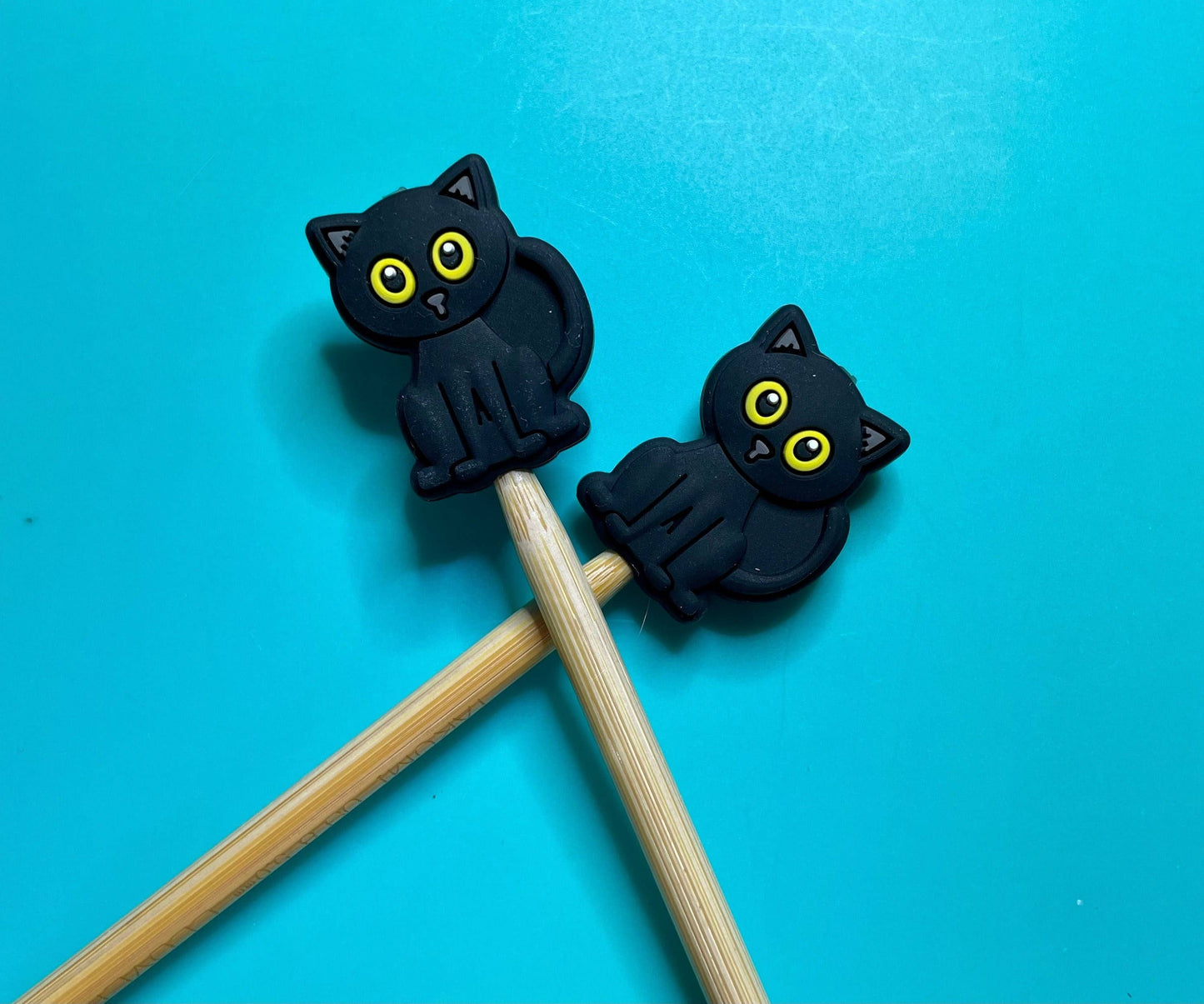 Kawaii Halloween Black Cat Animals Silicone Gift for Knitte | Needle Stoppers
