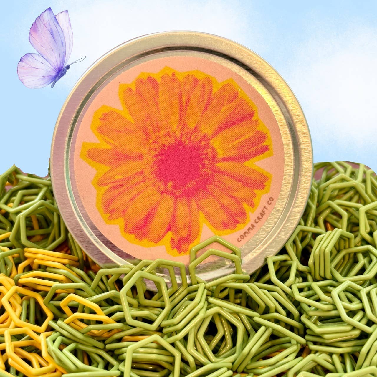 Spring Flower Knitting Stitch Marker Notions Tin with Markers | Notions - Stitch Markers