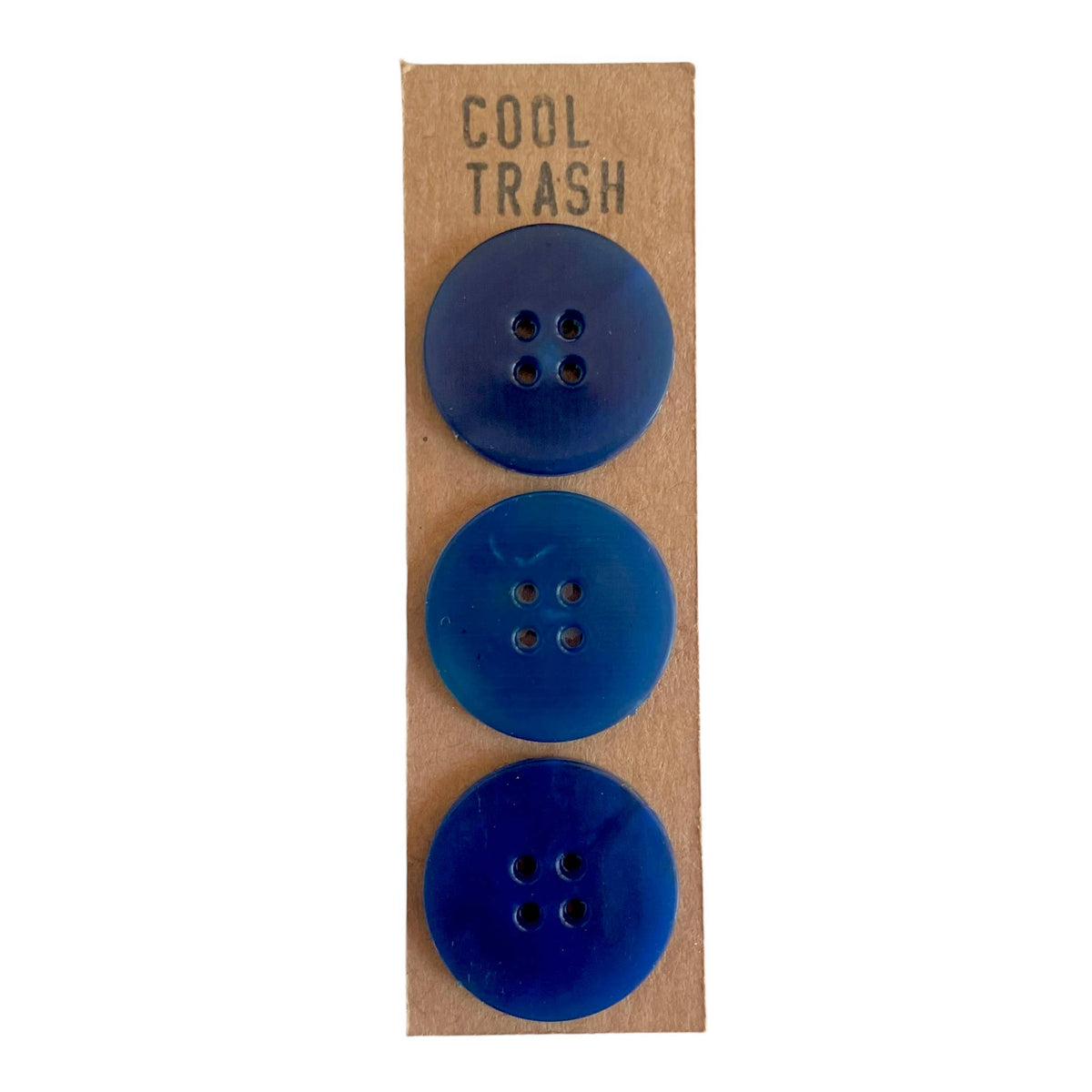 Semitransparent Blue Recycled Plastic Big Buttons Set | 1in - 3ct | Buttons