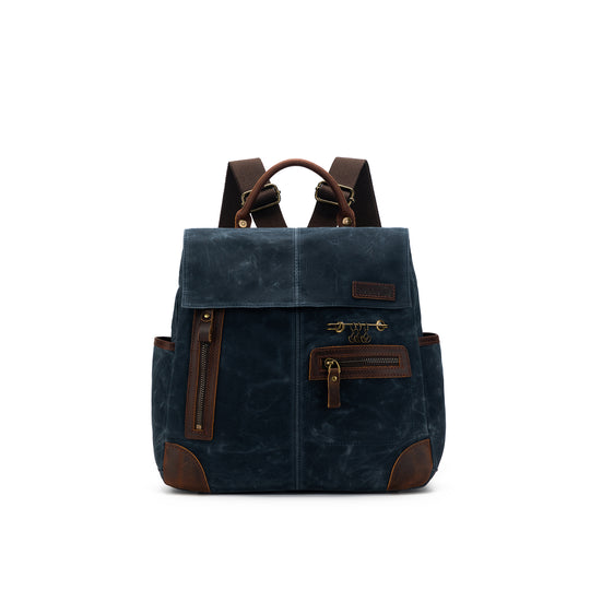  Maker's Canvas Midi Backpack | Blue by della Q sold by Lift Bridge Yarns