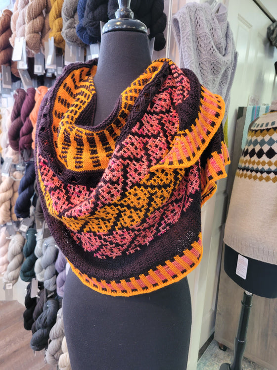  Here Comes the Sun Eclipse Shawl Kit  |  Black Hole Edition  |  Megs & Co. by Lift Bridge Yarns sold by Lift Bridge Yarns