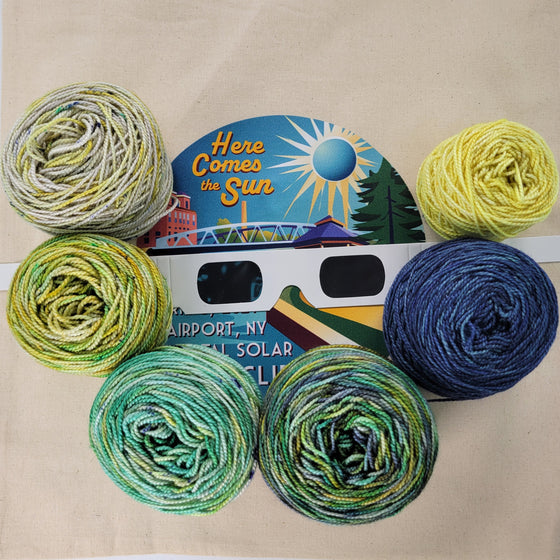 Green Blue Fade Flower City Eclipse Shawl Kit | Side Hustle Fiber Co. by Lift Bridge Yarns sold by Lift Bridge Yarns