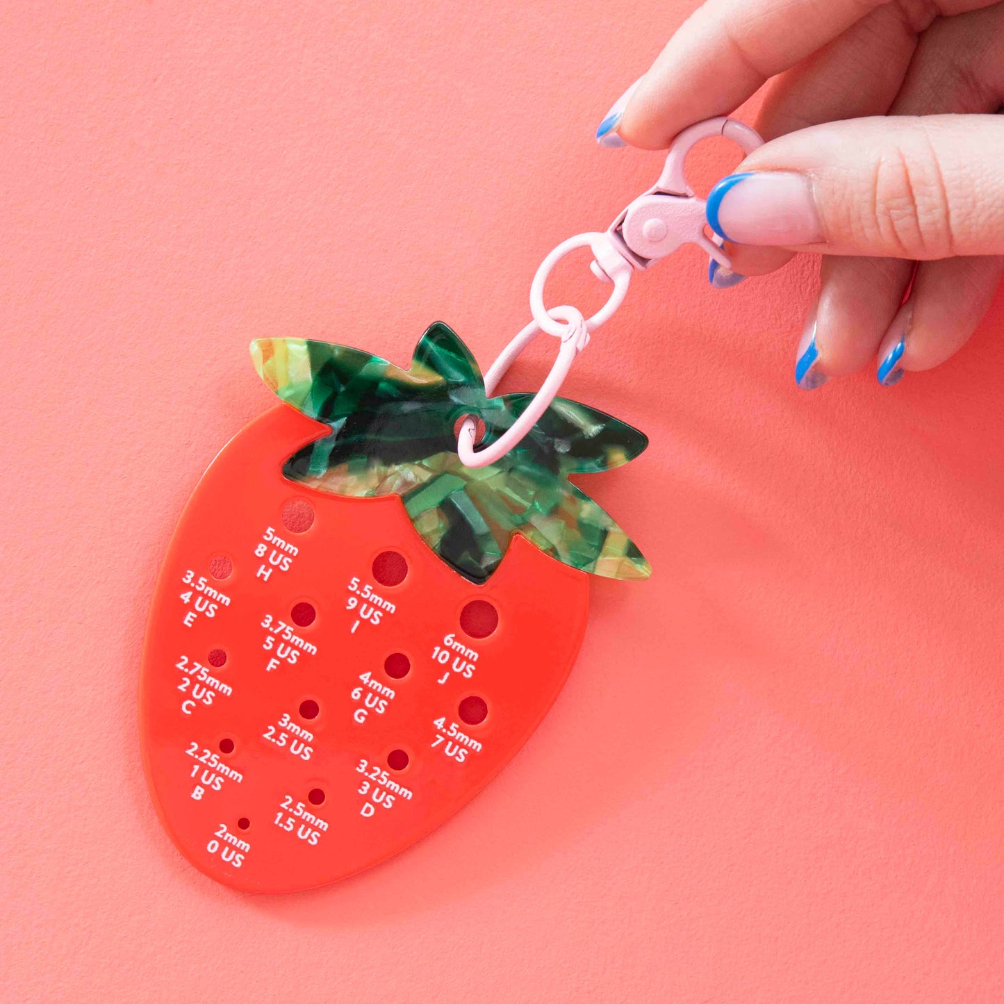Strawberry Needle and Hook Gauge Bag Charm | Notions - Needle Gauge