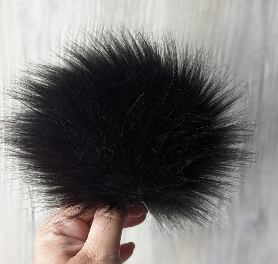 Handmade Faux Fur Pom Pom | Black | Pom Pom