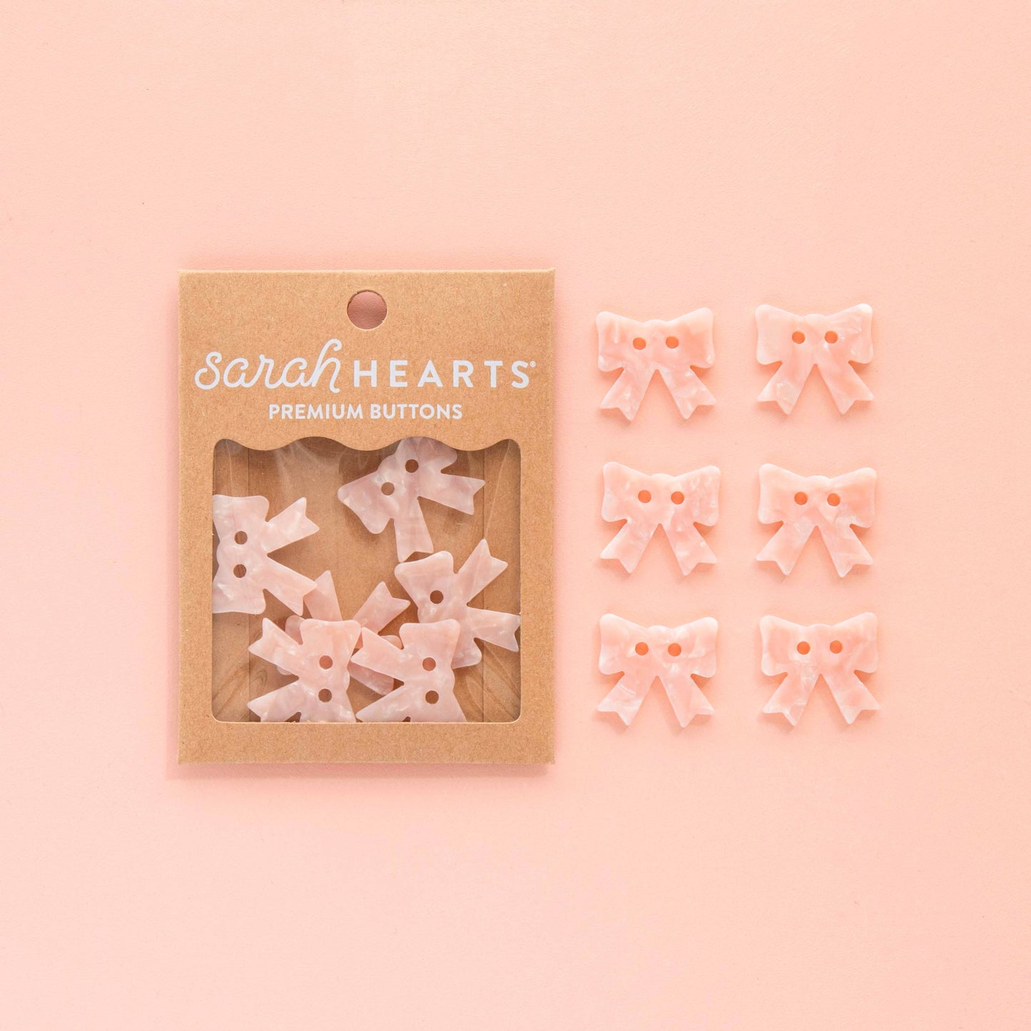 Pink Bow Buttons | 1in | 6ct | Buttons