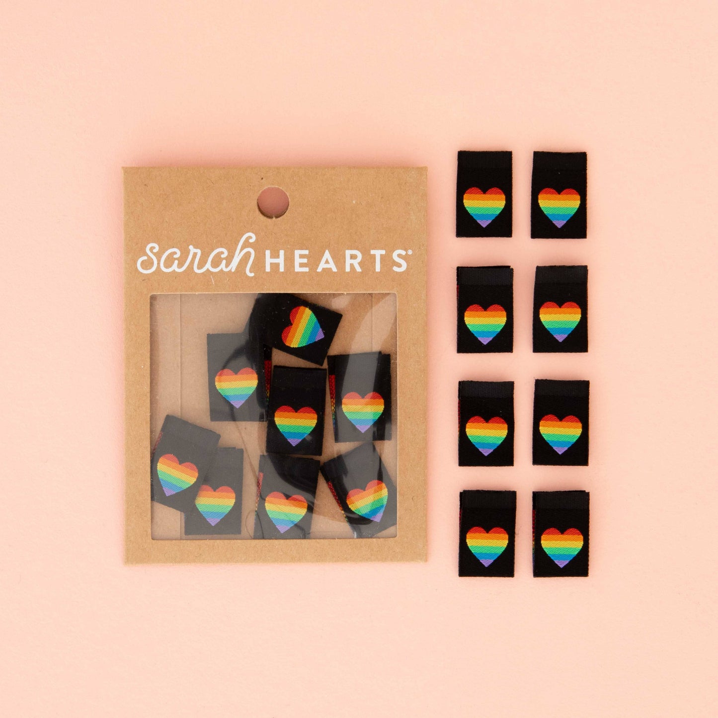 Pride Rainbow Heart | Woven Sewing Quilt and Garment Labels | 8ct | Sew-in Labels