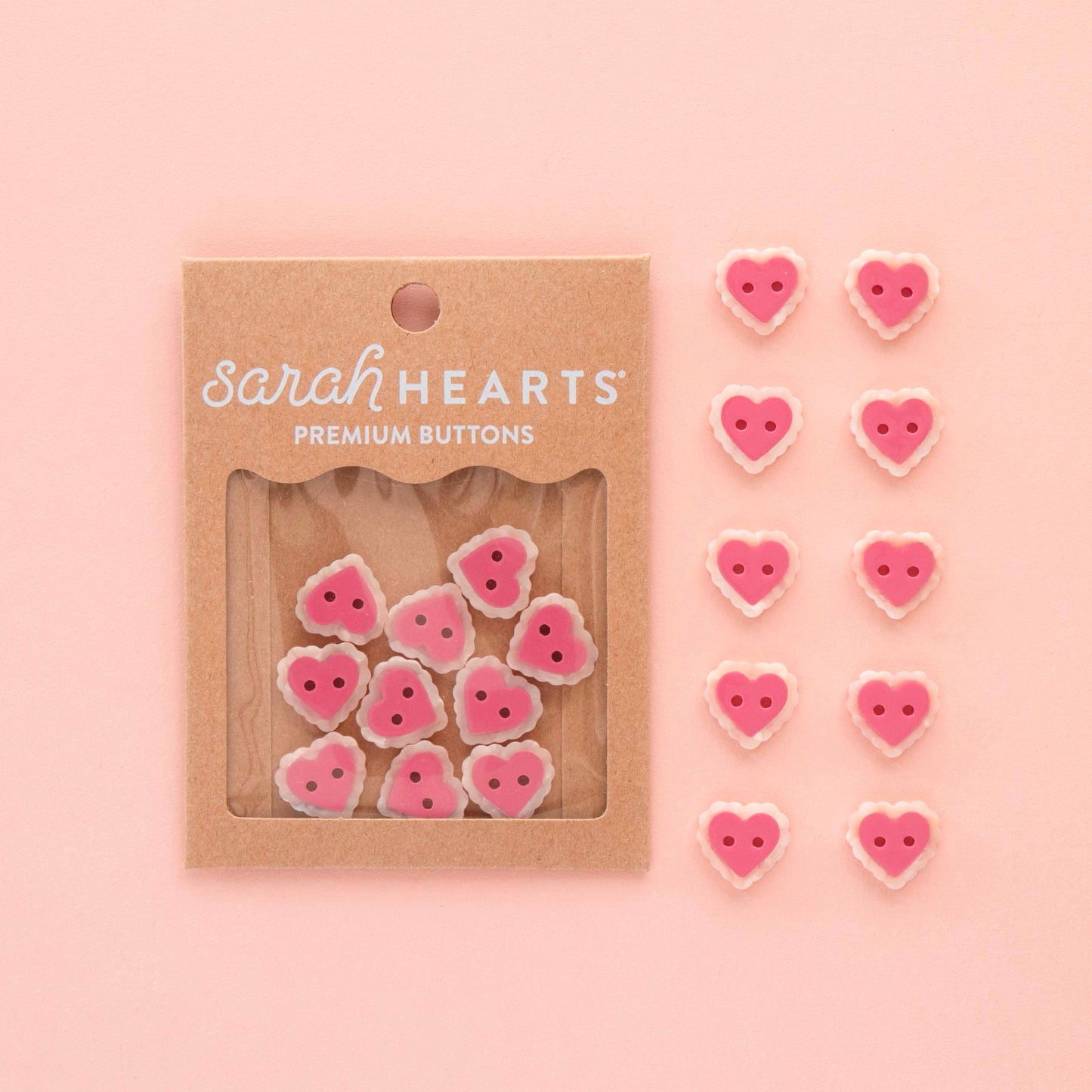 Pink Sweet Heart Buttons | 5/8in | 10ct | Buttons