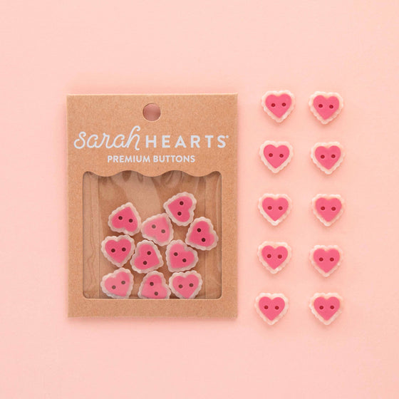 Pink Sweet Heart Buttons | 5/8in | 10ct