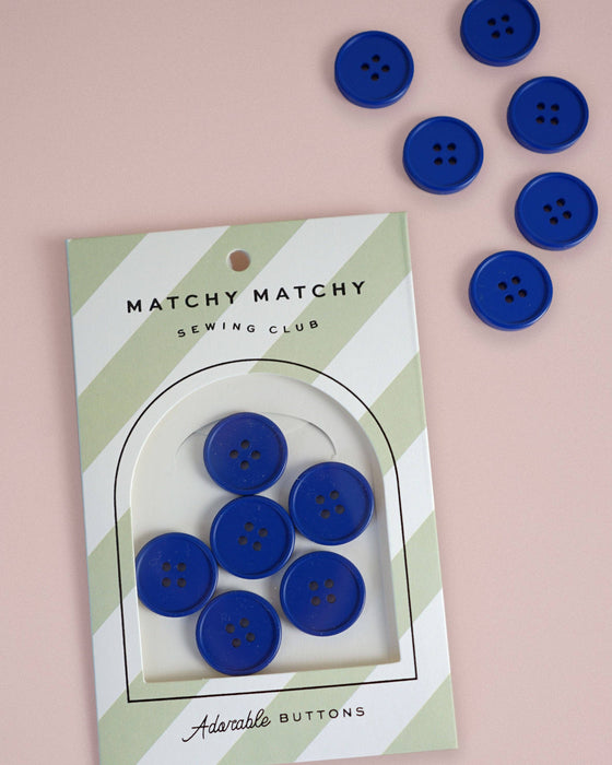 Retro Buttons | Cobalt | 7/8in | 6ct