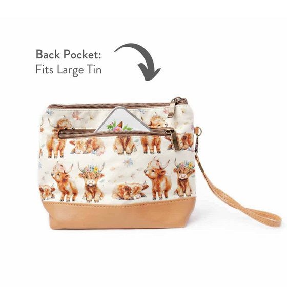 Mini Trini Bag | Small Zippered Sock Project Bag | Maisy the Highland Cow