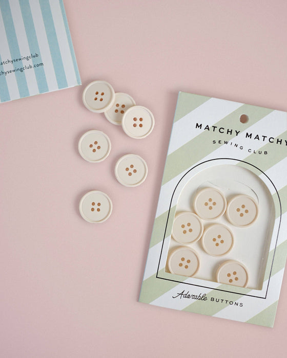 Retro Buttons | Cream Puff | 7/8in | 6ct