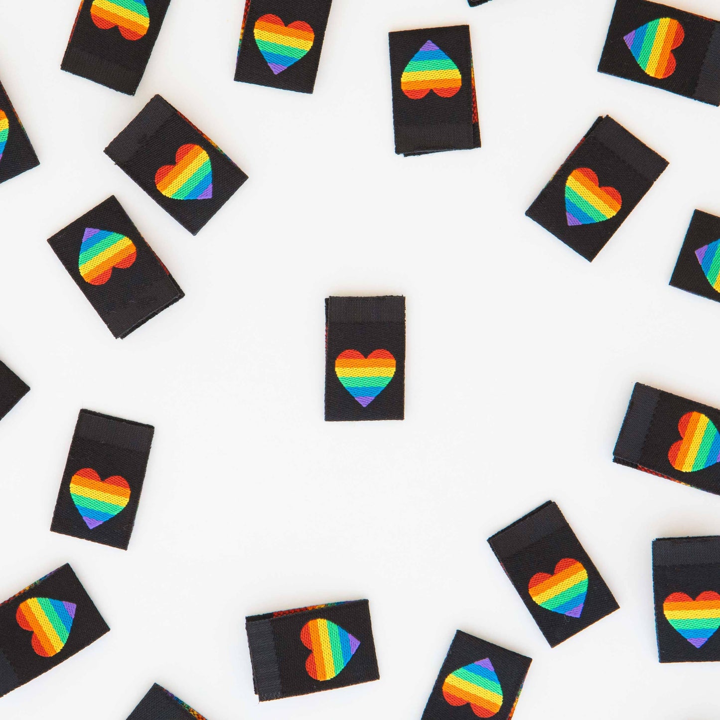 Pride Rainbow Heart | Woven Sewing Quilt and Garment Labels | 8ct | Sew-in Labels