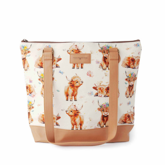 *New* Maisy Highland Cow Mega Trinity Bag – Large Zippered Knitting Project Bag
