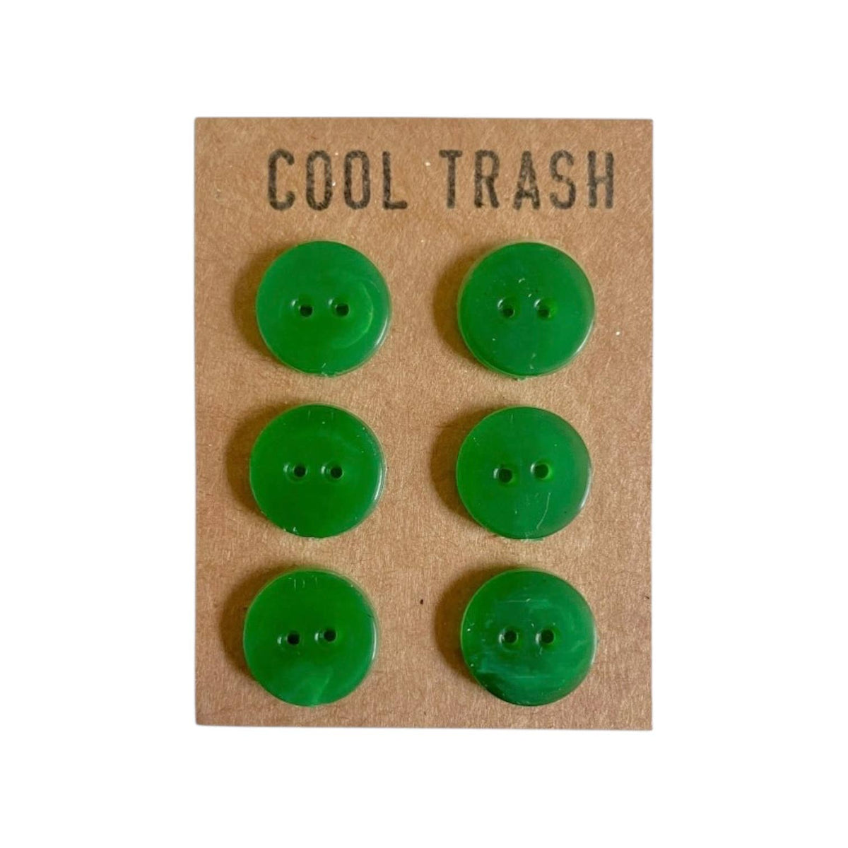 Semitransparent Green Recycled Plastic Little Buttons Set | 0.5in - 6ct | Buttons