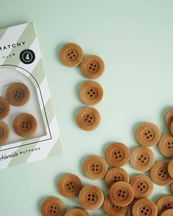 Corozo Nut Buttons | Caramel | 1in | 4ct