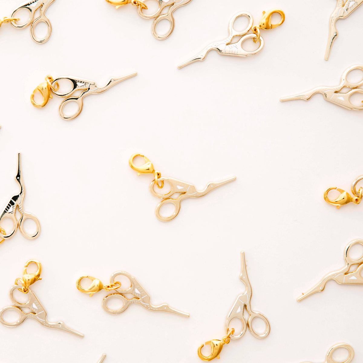 Gold Stork Scissor Zipper Charm | Notions - Progress Keepers