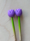 Knitting Needle Point Protectors Tulips Flower Spring Garden Purple | Needle Stoppers