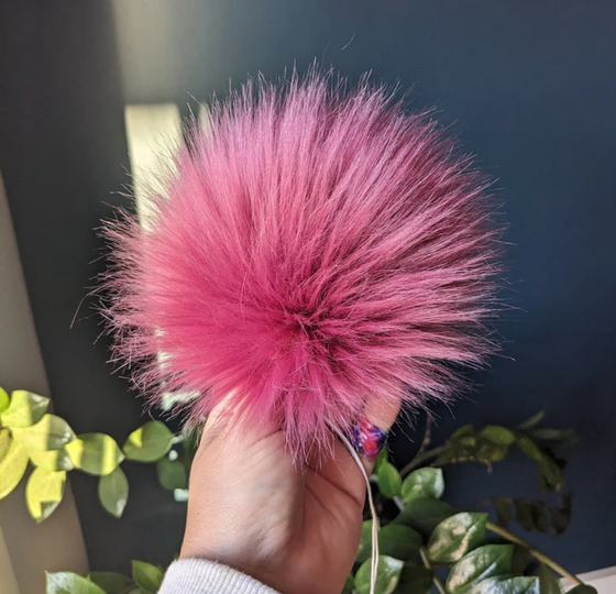 Handmade Faux Fur Pom Pom | Mauve Pink