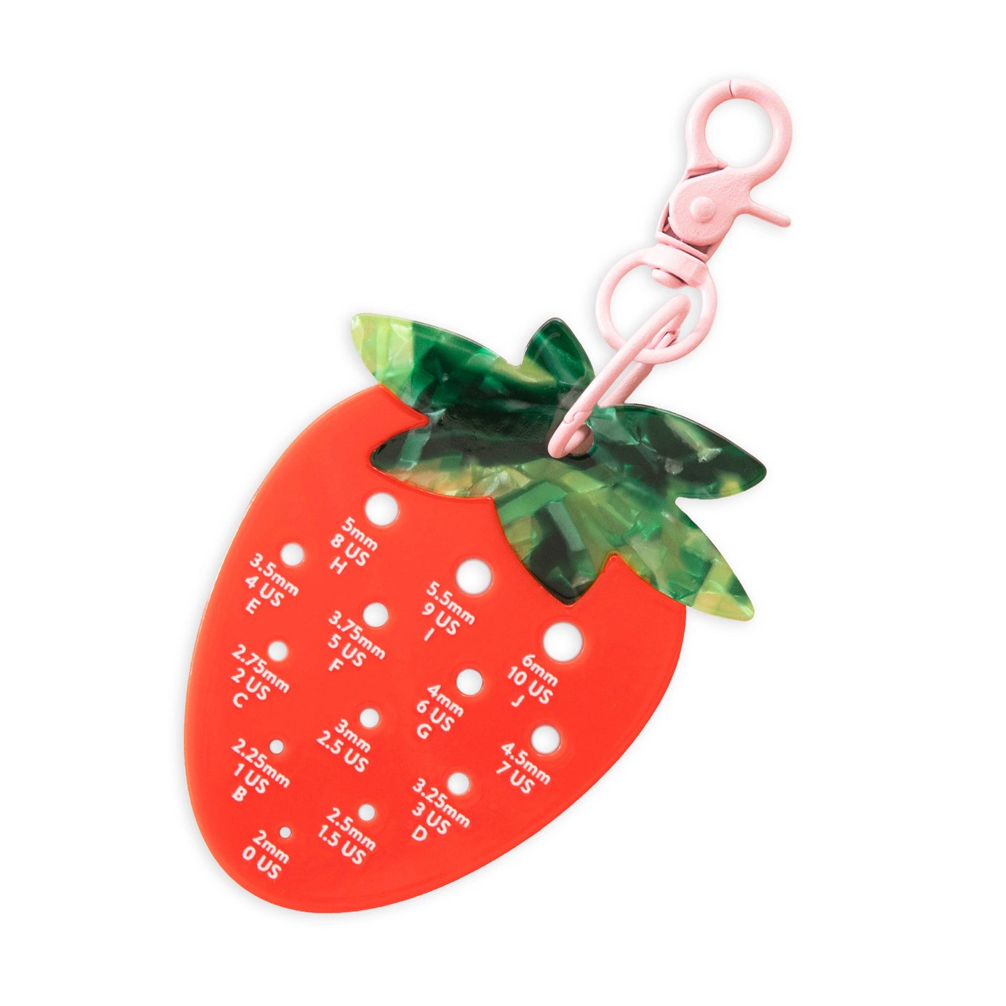 Strawberry Needle and Hook Gauge Bag Charm | Notions - Needle Gauge