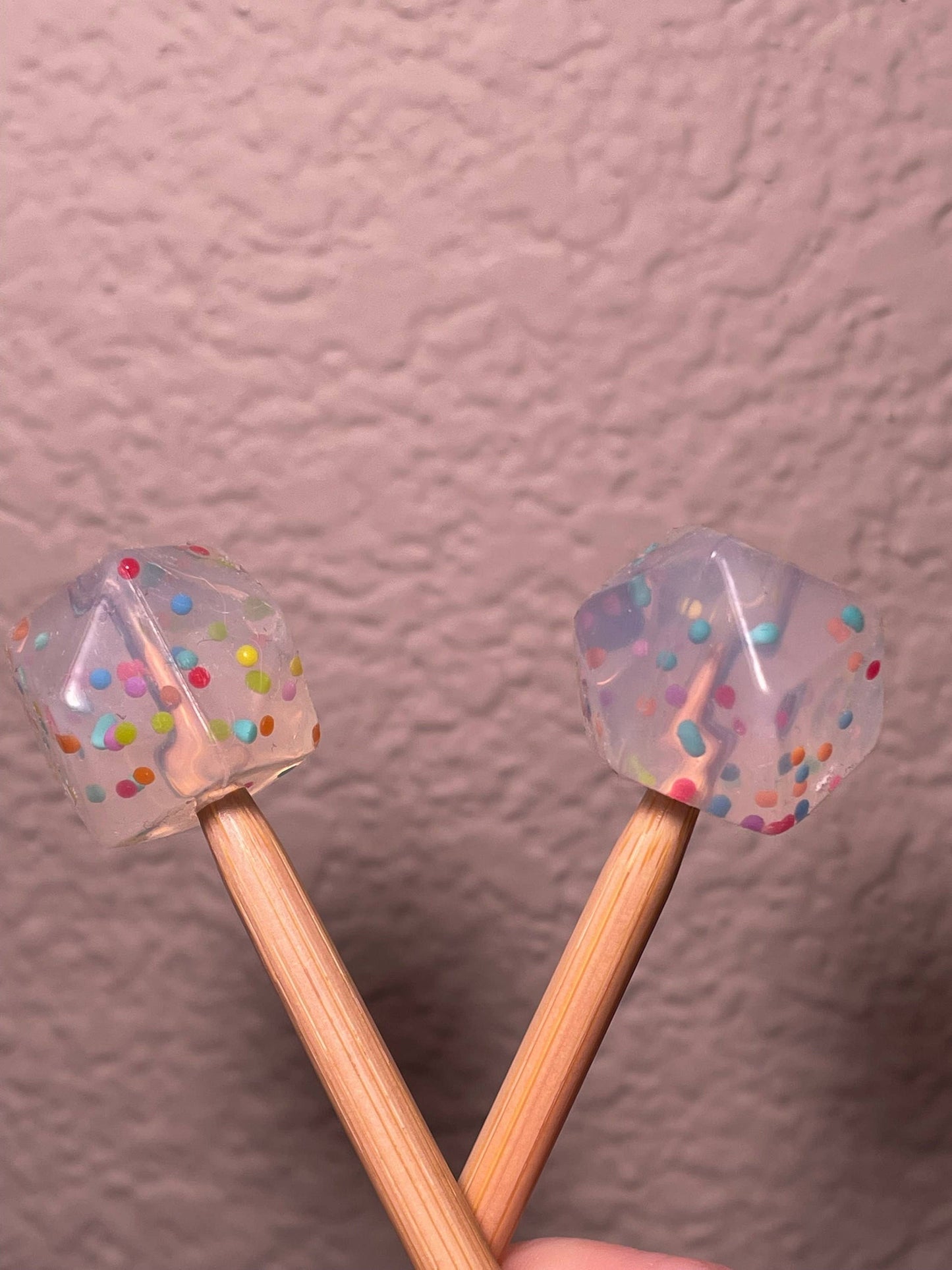 Kawaii Rainbow Confetti Hexagons Silicone Gift for Knitters | Needle Stoppers