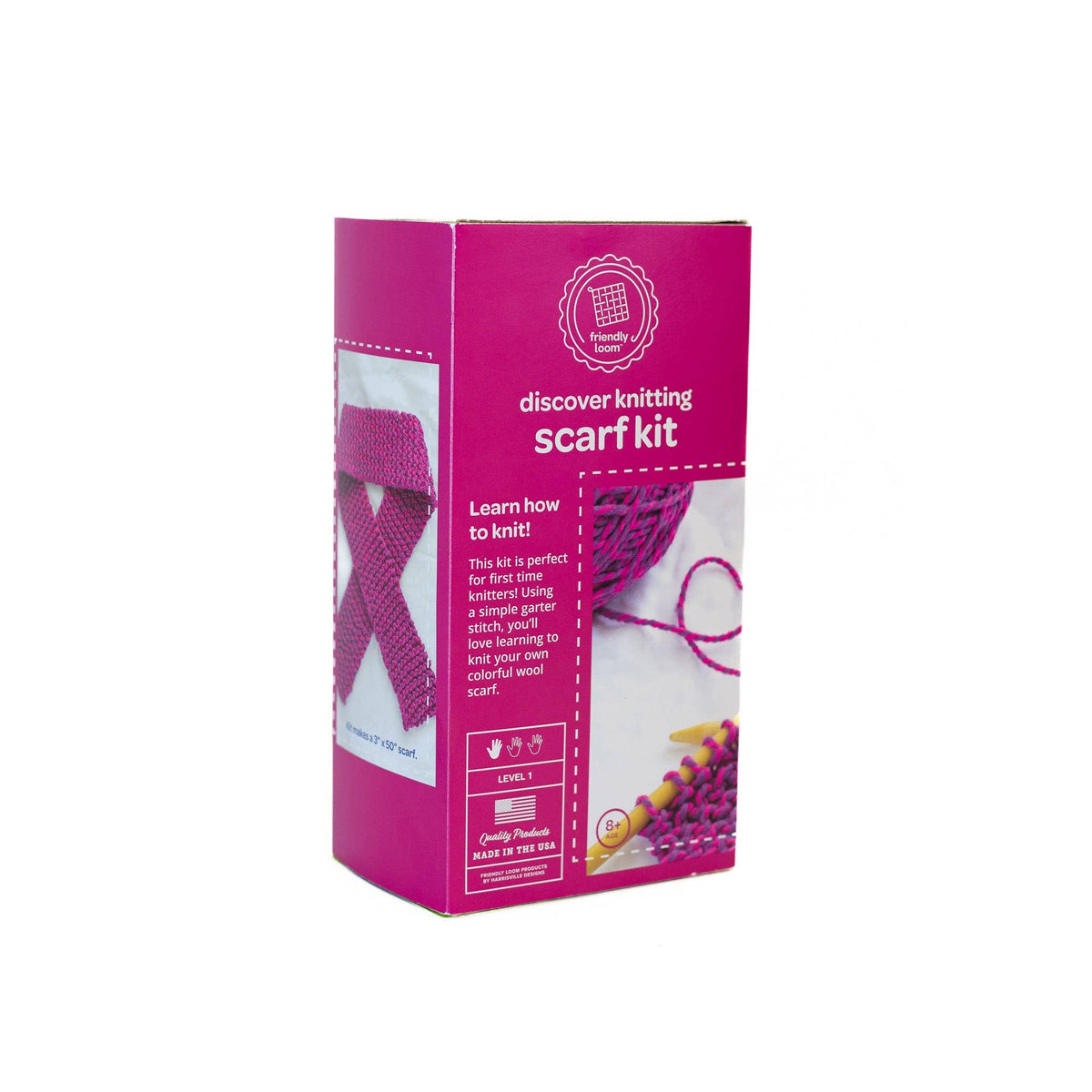 Discover Knitting: Scarf Kit - Pink | knitting kit