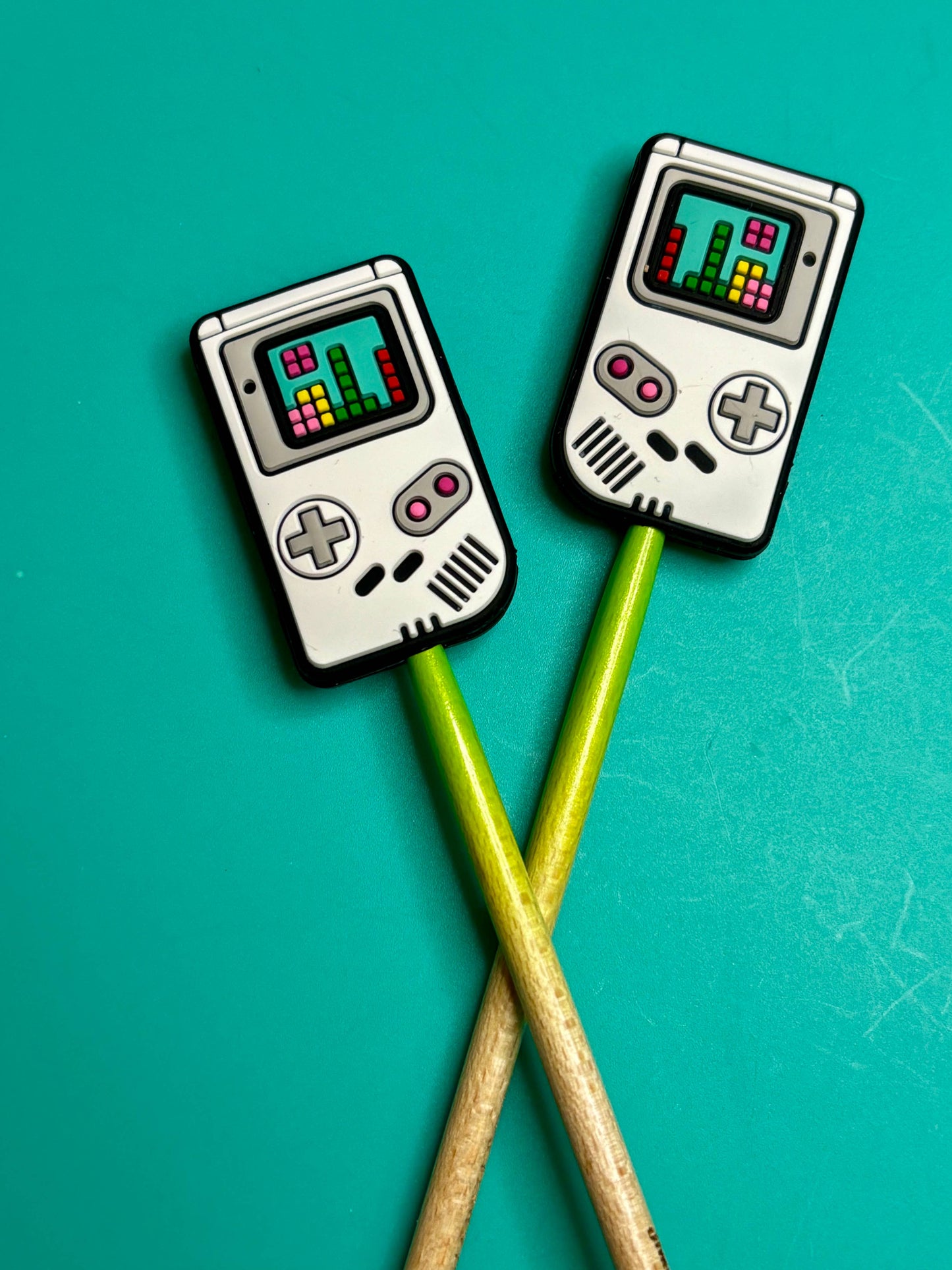 Knitting Needle Point Protectors retro handheld video game | Needle Stoppers