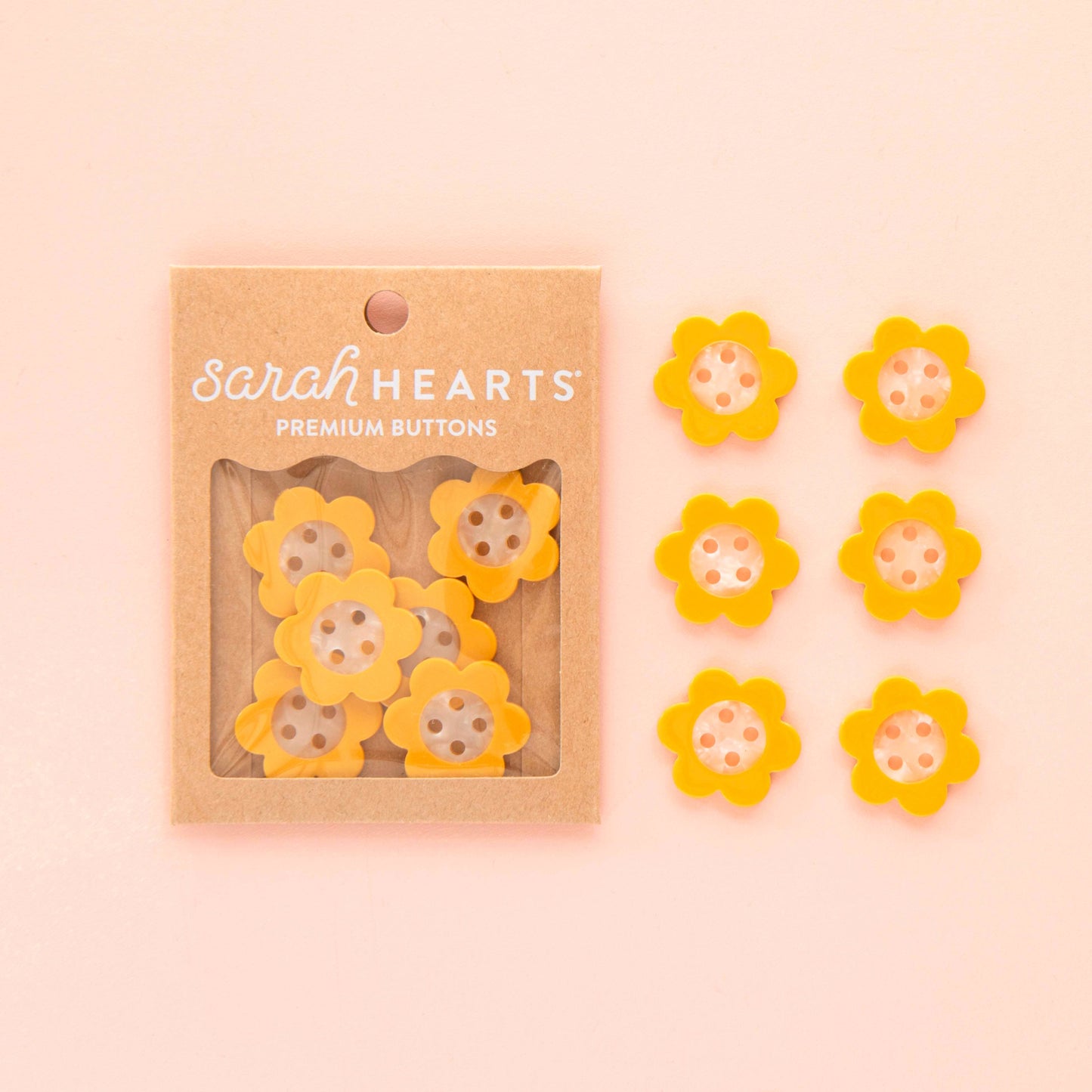 Yellow Daisy Buttons | 1in | 6ct | Buttons