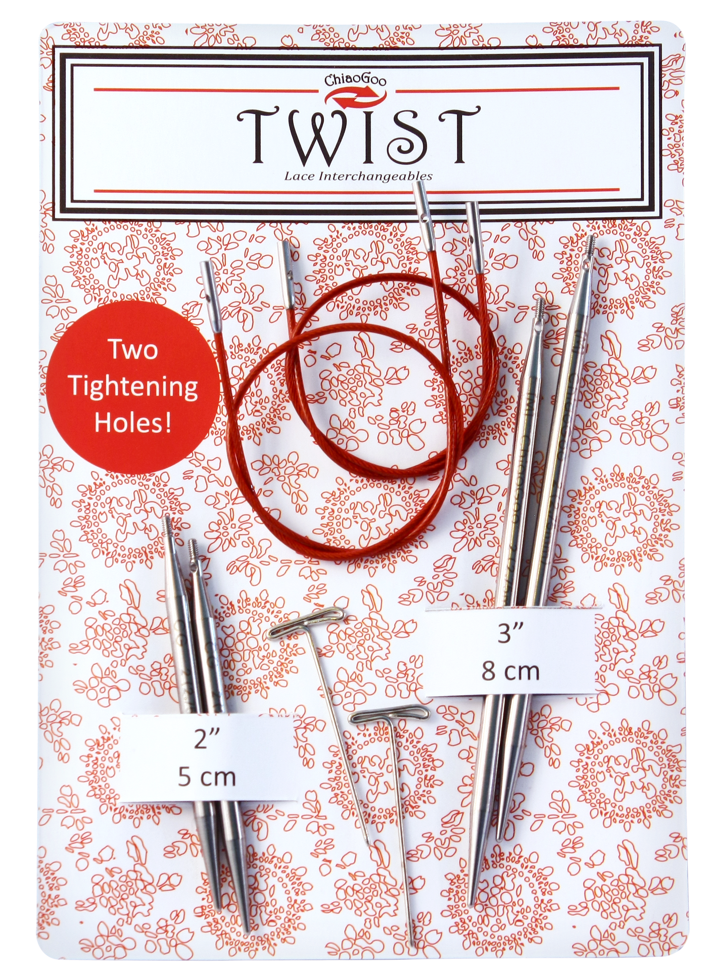Interchangeable Needles | Red or Blue TWIST Shortie Combo 2 in & 3 in (5 & 8 cm) | Needles