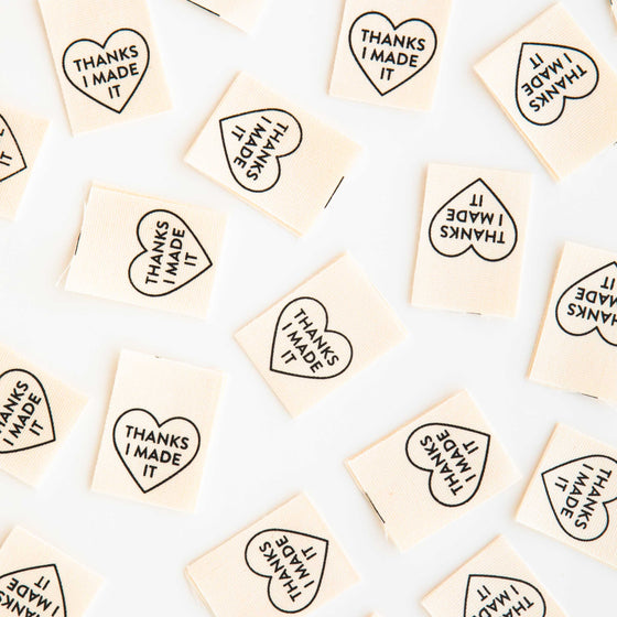 Thanks I Made It Heart Organic Cotton Sew-in Labels | 8ct