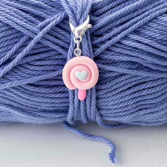  Kawaii Lollipop Crochet Stitch Marker by Twice Sheared Sheep sold by Lift Bridge Yarns