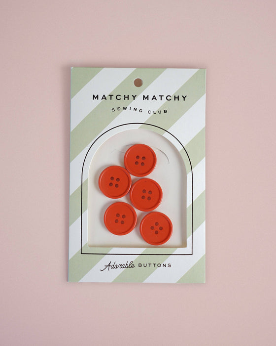 Retro Buttons | Tomato | 7/8in | 6ct