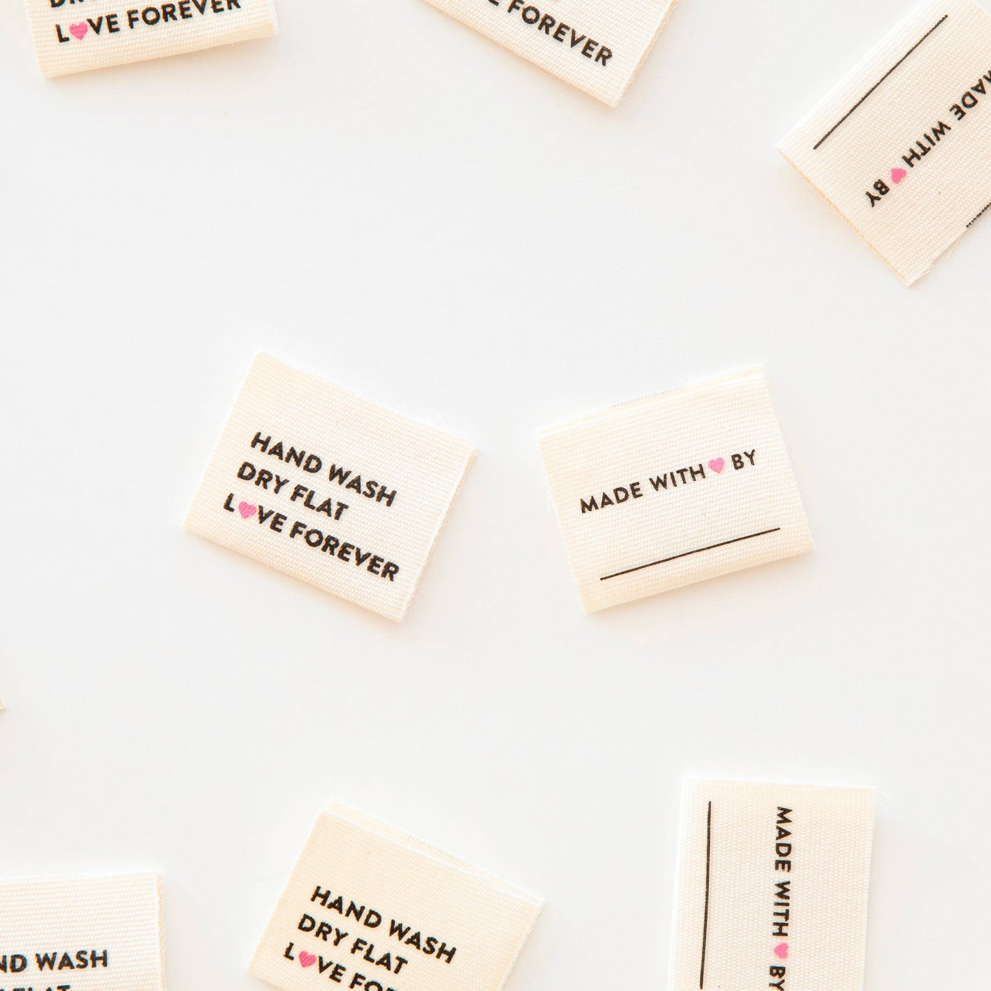 Hand Wash Dry Flat | Organic Cotton Knitting and Sewing Sew-In Tags | 8ct | Sew-in Labels