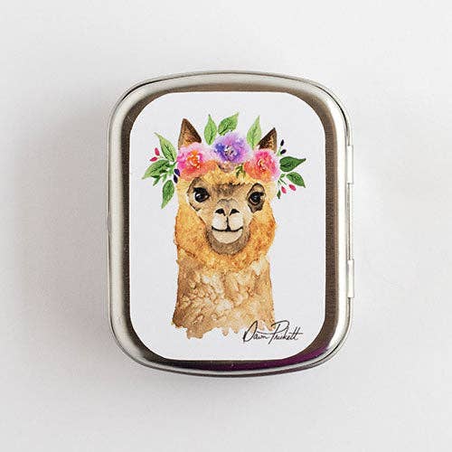 Flower Alpaca Stitch Marker Storage Tin | Storage Tin