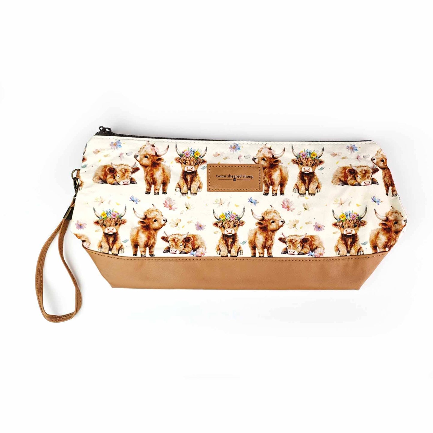 Maisy Highland Cow Trinity Bag – Medium Zippered Knitting Project Bag | Project Bag