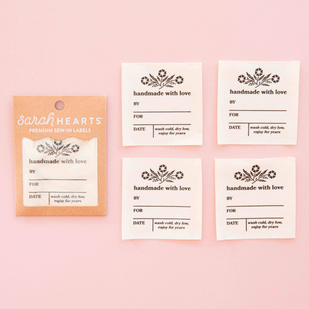 Vintage Handmade with Love Organic Cotton Write-In Labels | Sew-in Labels