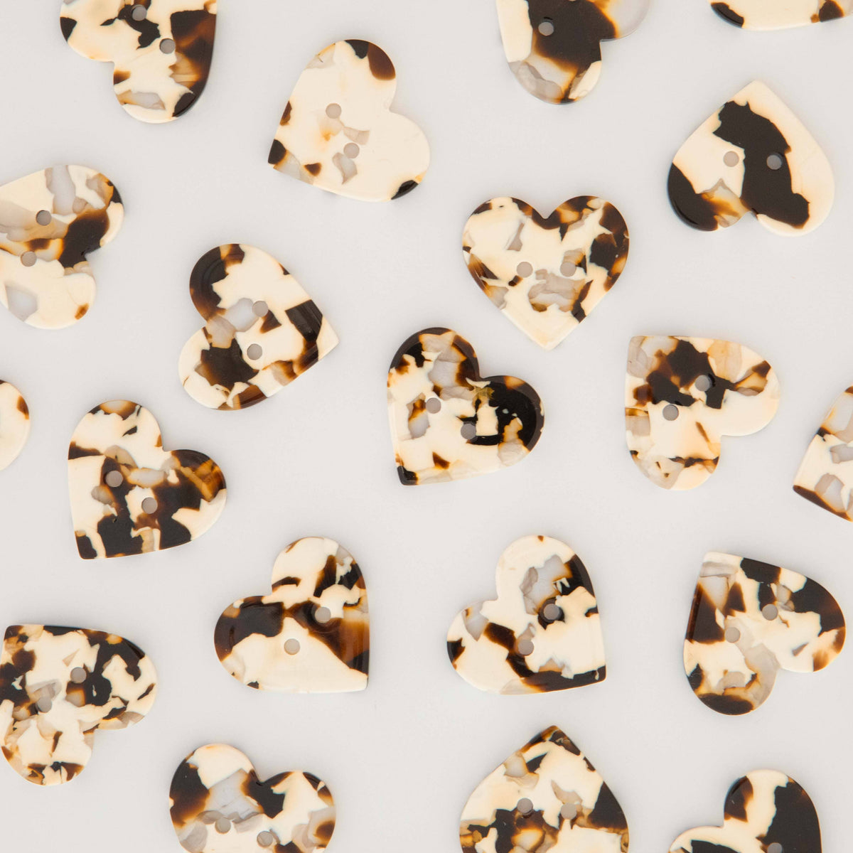 Large Black + Cream Tortoise Heart Buttons | Buttons