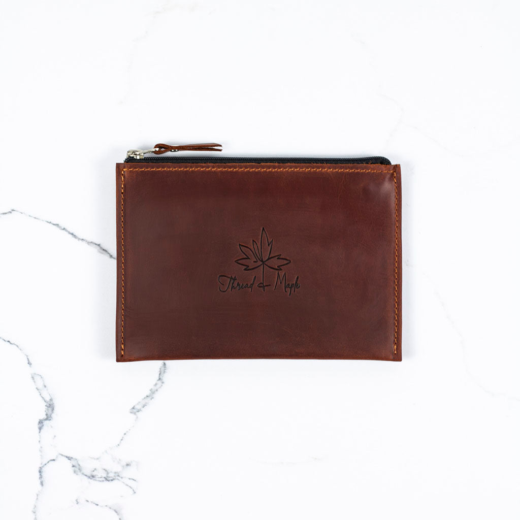 Leather Zip Pocket | AVAILABLE FOR SPECIAL ORDER Whiskey No Velcro | Notions Case