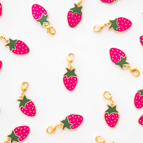 Strawberry Enamel Removable Zipper Charm