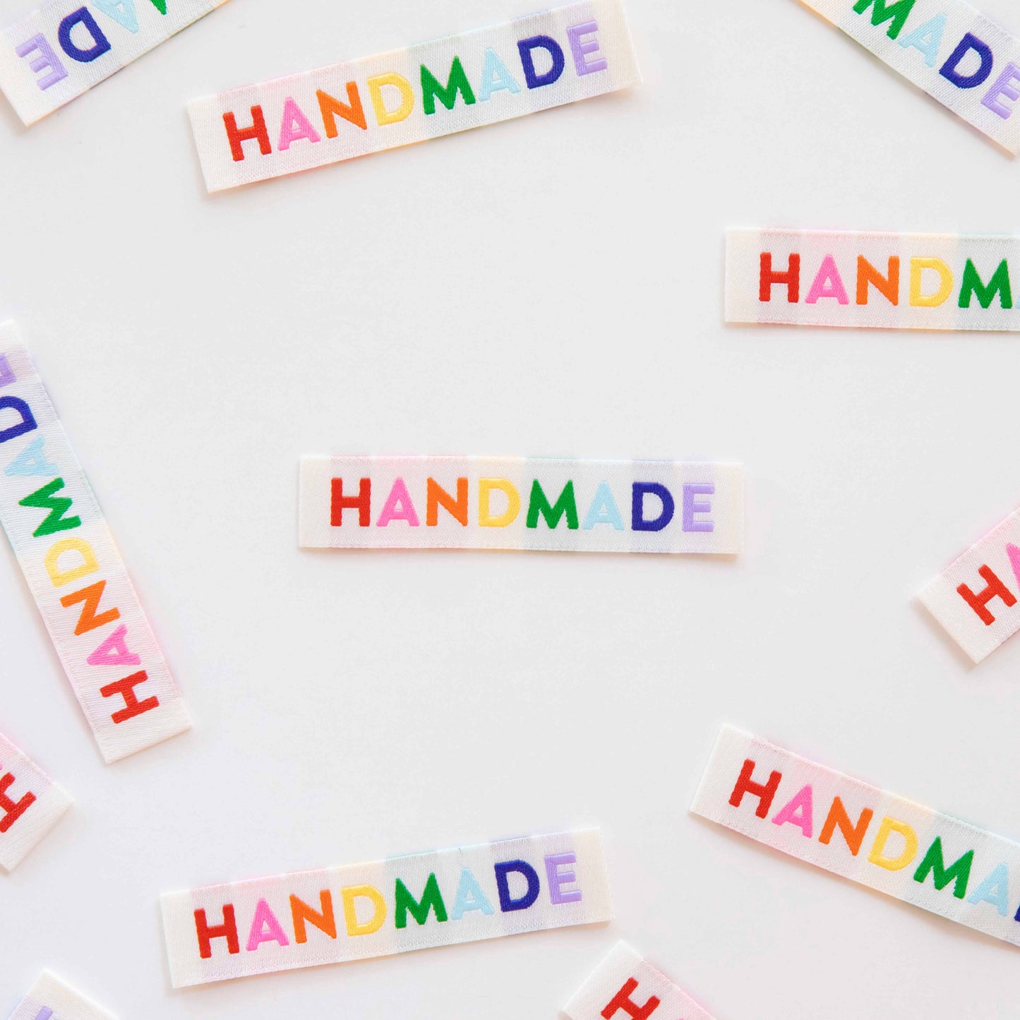 Handmade Woven Sewing Labels | Rainbow Colors | 8ct | Sew-in Labels