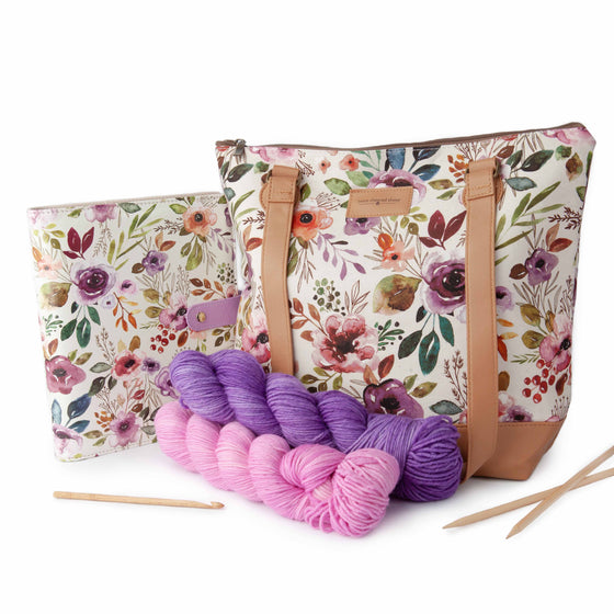 *New* Spring Floral Mega Trinity Bag – Large Zippered Knitting Project Bag