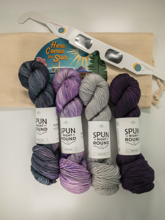  Here Comes the Sun Eclipse Shawl Kit  |  4-Color Version  |  Spun Right Round by Lift Bridge Yarns sold by Lift Bridge Yarns