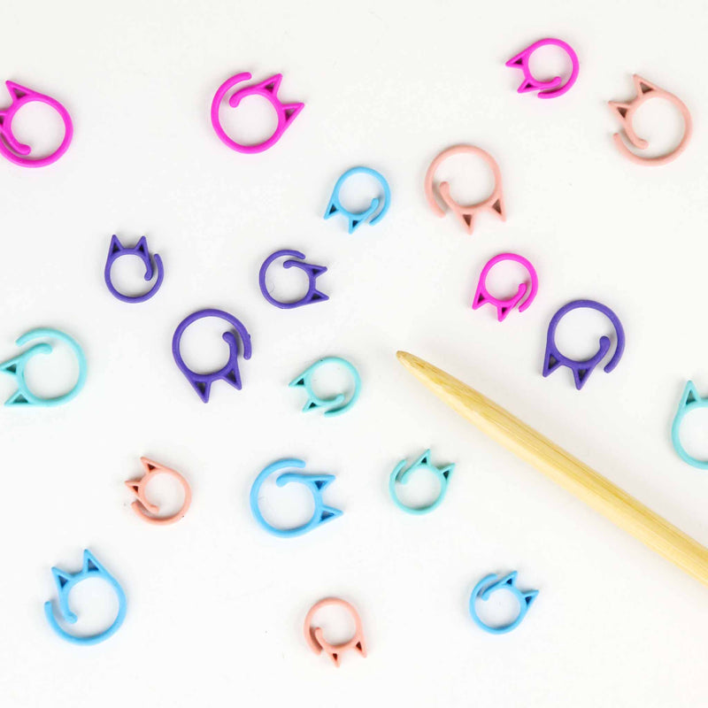Cat Clips | Removable Stitch Markers - Pastel Rainbow | Notions - Stitch Markers