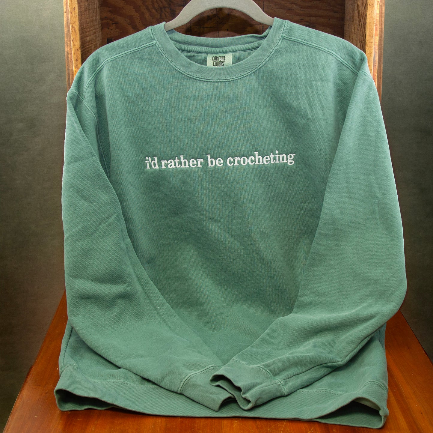 I'd Rather Be Crocheting Crew Neck Sweatshirt Sage | Clothing